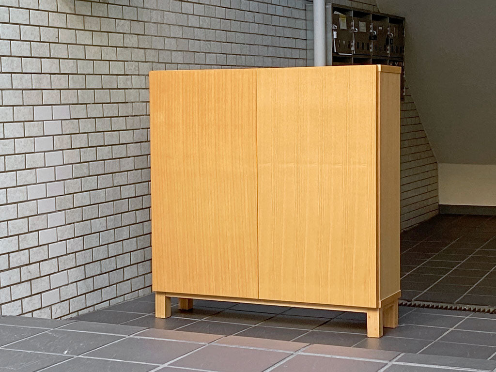 無印良品 MUJI 組み合わせて使える木製収納 ロータイプ 木製扉付き タモ材 奥行21cm ナチュラル 中古品 買い取りしました。