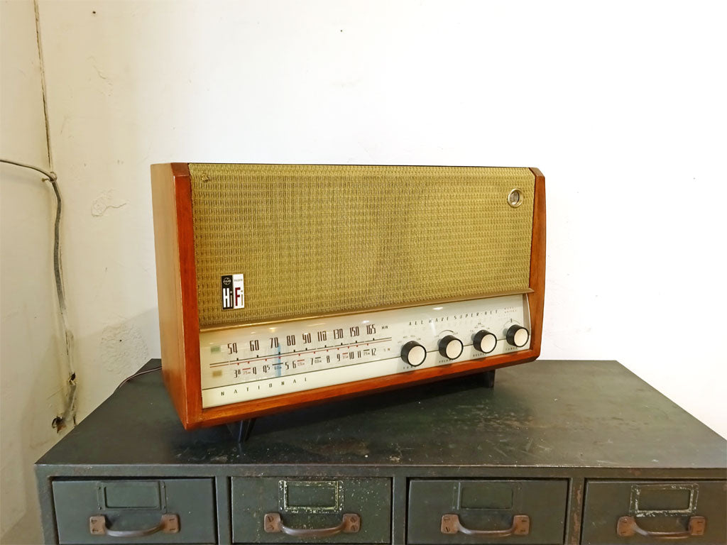 ナショナル AH-740 真空管ラジオ HiFiRADIO 2スピーカー5球 MW/SW 2BAND マジックアイ 昭和30年代 整備品 外部入力付 中古品 買い取りしました。