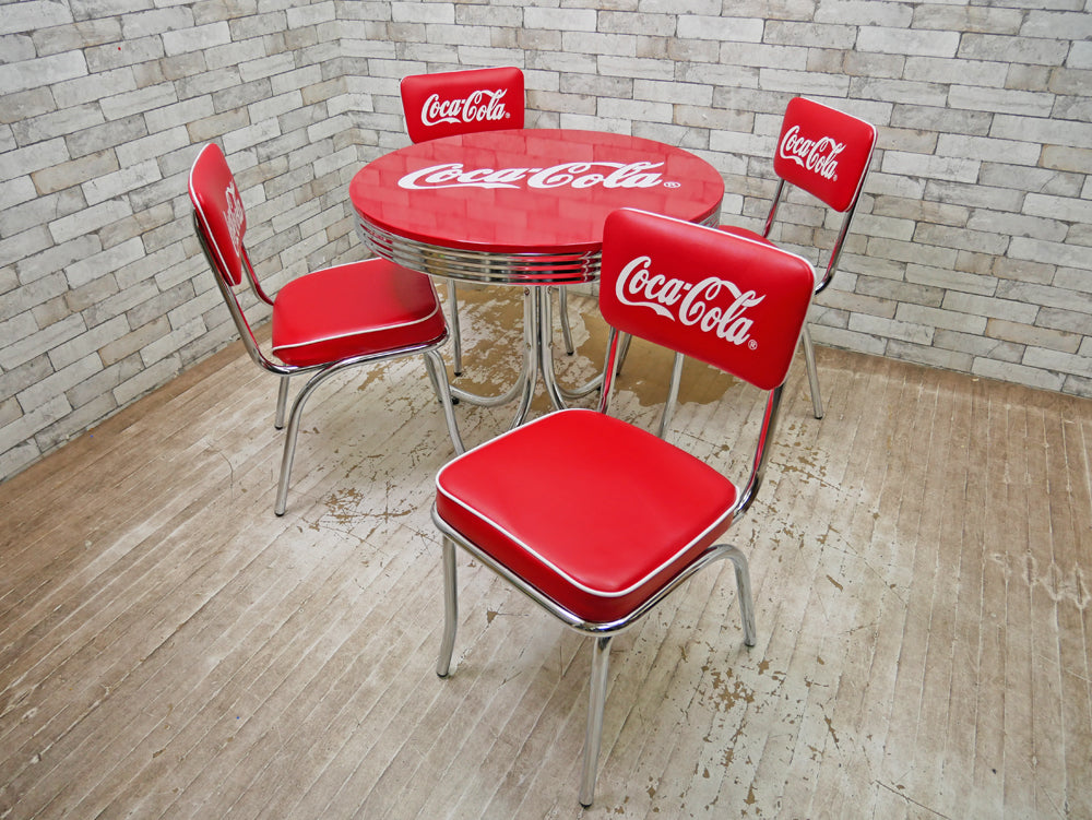 コカ・コーラ Coca Cola ダイナーテーブル & ダイナーチェア 4脚 フルセット 50sビンテージスタイル    中古品 買い取りしました。