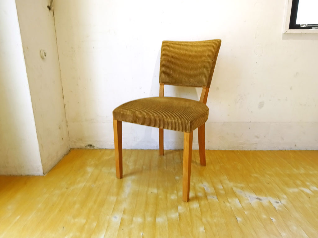 トラックファニチャー TRUCK FURNITURE エスアールチェア SR CHAIR ナラ無垢材 ×コーデュロイ生地 F-21 ・ グリーン ナチュラル 定価￥67,100- A 中古品 買い取りしました。