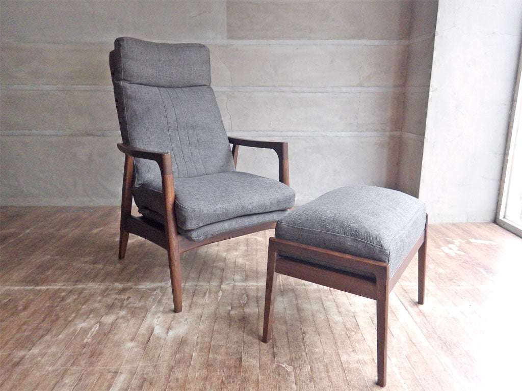 ケユカ KEYUCA トルニオ Tornio リクライニングソファII＆スツール オットマン グレーファブリック 合計定価 ￥79,920- 中古品 買い取りしました。