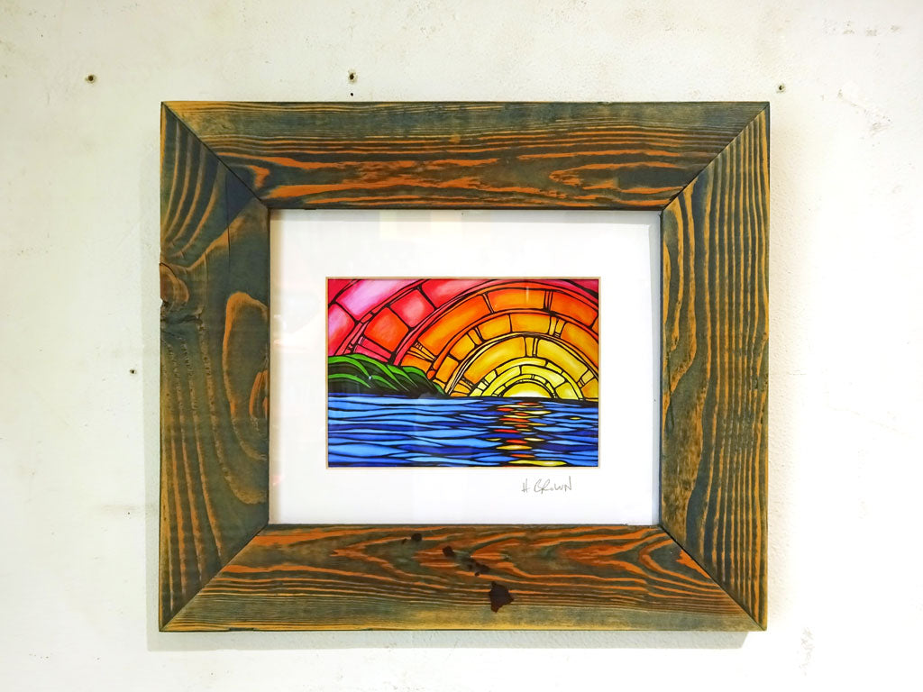 ヘザーブラウン Heather Brown ジューシーサンセット Juicy Sunset マットプリント アート 古材フレーム 中古品 買い取りしました。