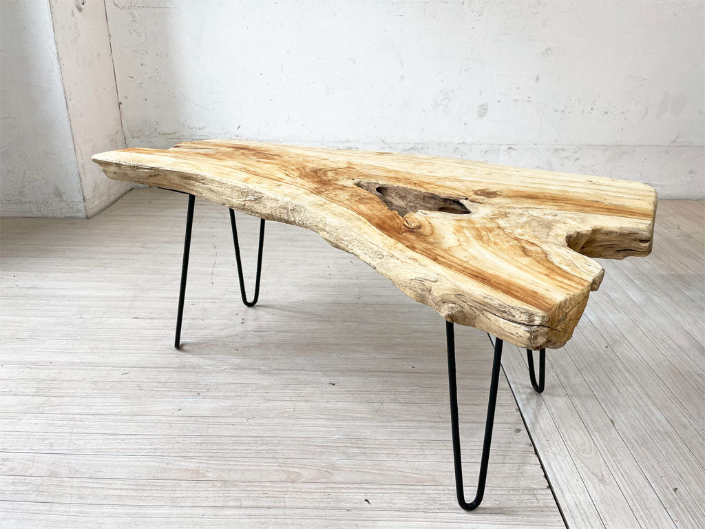 アントリー ANTRY ラスティック ウッド Rustic Wood ナチュラルコーヒーテーブル ローテーブル センターテーブル チーク無垢材 一枚板 参考定価 ￥55,000- 中古品 買い取りしました。