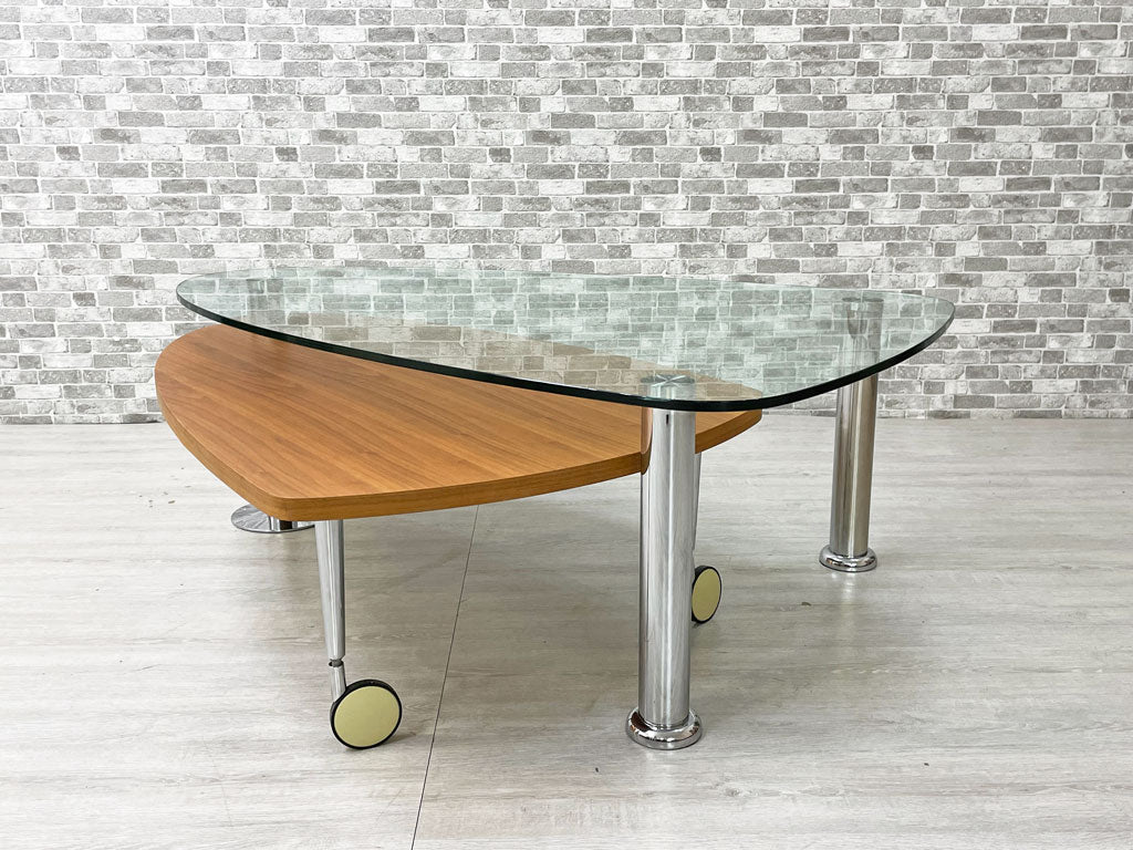 モーダエンカーサ moda en casa ラグリマ lagrima ガラス ローテーブル コレクションテーブル ウォールナットカラー 廃番 中古品 買い取りしました。