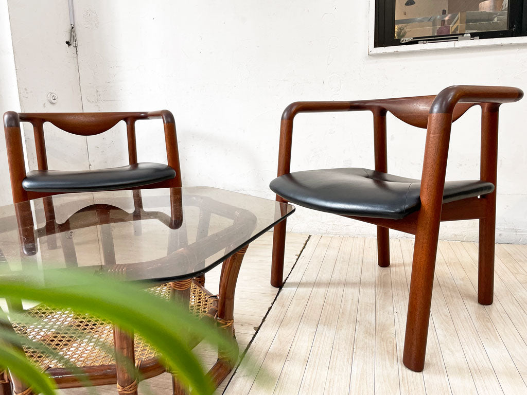 ジャパンビンテージ Japan Vintage チーク無垢材 アームチェア ラウンジチェア 本革 レザー ジャパニーズミッドセンチュリー ～惚れ惚れするほどの美しさ。～