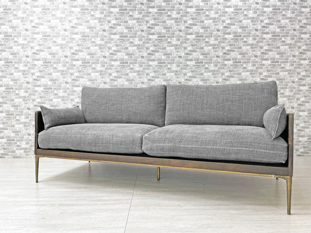 スクエアルーツ SQUARE ROOTS クル ソファ KULU SOFA 3人掛け フェザークッション オーク材フレーム アイアン 参考定価：297,000円 中古品 買い取りしました。