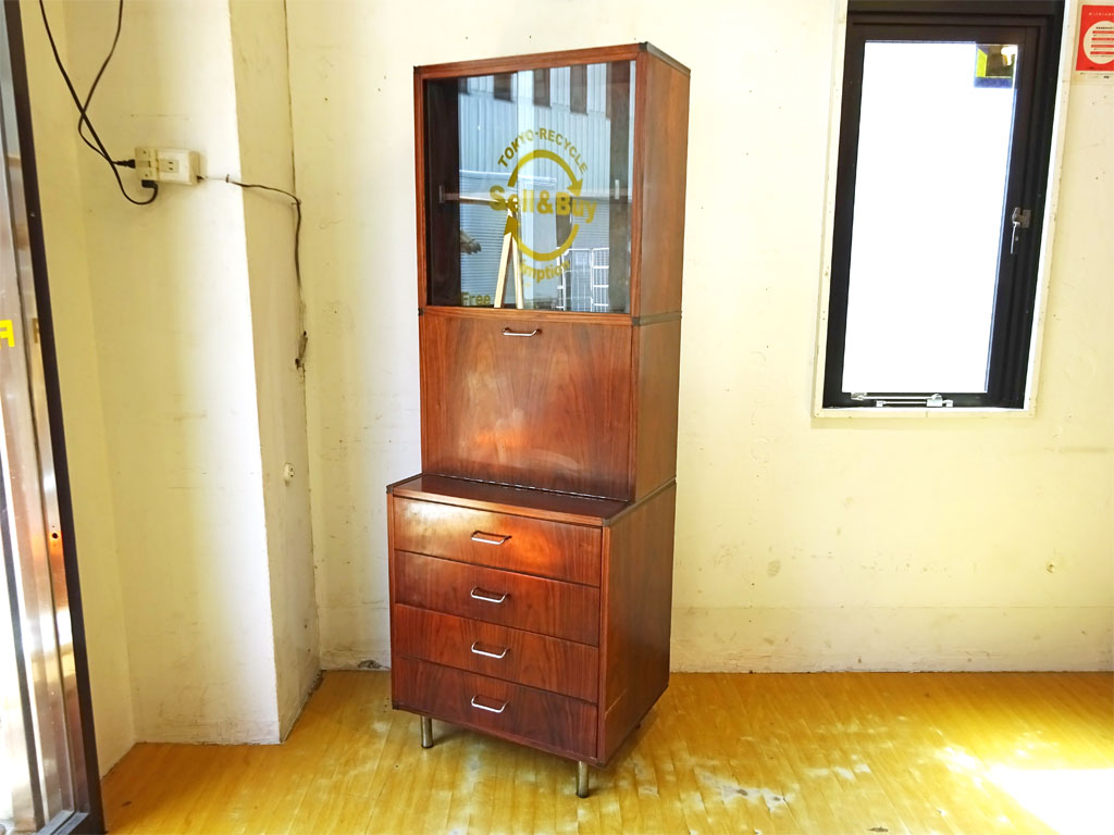 ビンテージ vintage キャビネット ライティング チェスト ローズウッド スリム W60cm 中古品 買い取りしました。