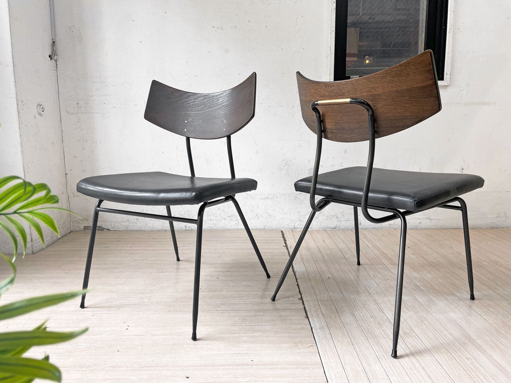 スクエアルーツ SQUARE ROOTS ソリチェア SOLI CHAIR オーク×アイアン ソリッドオークカラー ブラックレザー 本革 2脚 中古品 買い取りしました。