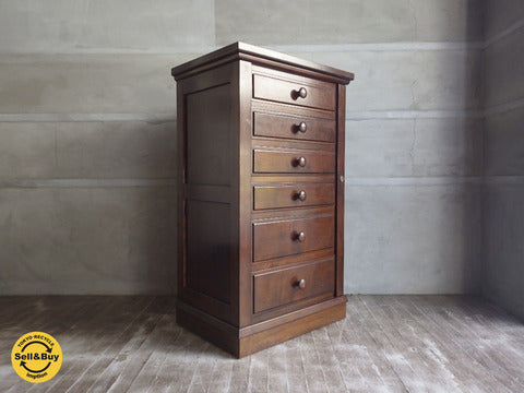 松本民芸家具 スリムチェスト 箪笥 6段 鍵扉細工 ミズメザクラ無垢材 【買取と販売とレンタルのお店】