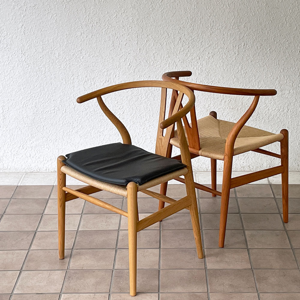  【用賀店】カールハンセン＆サン Carl Hansen & Son CH24 Yチェア  チーク材 オイルフィニッシュ、オーク材 オイルフィニッシュ、 ウィッシュボーンチェア WISHBONE CHAIR CH24 Yチェア 専用チェアクッション レザー ブラック、ハンス・J・ウェグナー 北欧家具 買取させていただきました。