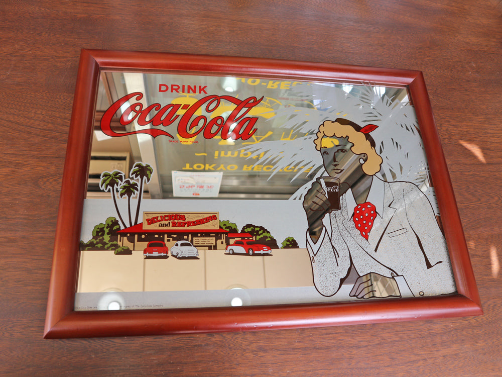コカ・コーラ Coca Cola パブミラー ウォールミラー DRINKロゴ　中古品  買い取りしました。