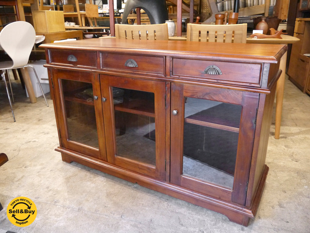 ビーカンパニー B-COMPANY サイドボード キャビネット マホガニー無垢材 アジアン家具　中古品 買い取りしました！ 自由が丘店 出張買取もお任せください。