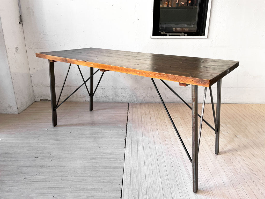 ジャーナルスタンダードファニチャー j.s.F シノン CHINON ダイニングテーブル Mサイズ W150cm パイン古材 アイアン脚 インダストリアル 廃番 中古品 買い取りしました。