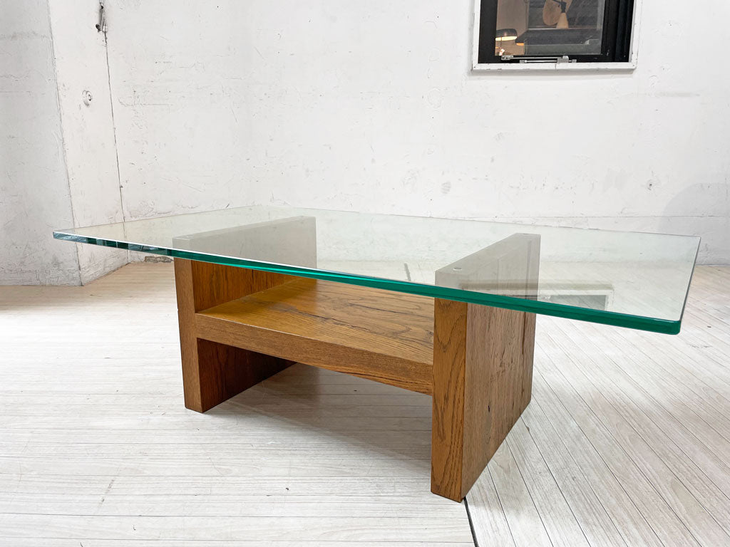 トラックファニチャー TRUCK FURNITURE オーク ガラストップ ローテーブル OAK GLASS-TOP LOW TABLE LIGHT BROWN-GA 参考定価 ￥100,100- 中古品 買い取りしました。