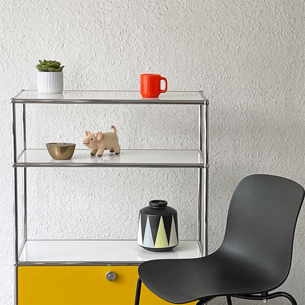 ユーエスエムハラー USMハラー USM Haller モジュラーファニチャー キャビネット オープンシェルフ 1列3段 エクステンションドア W78.5×D39cm ピュアホワイト×ゴールデンイエロー 定価196,845円 ～開放と収納の最適解～