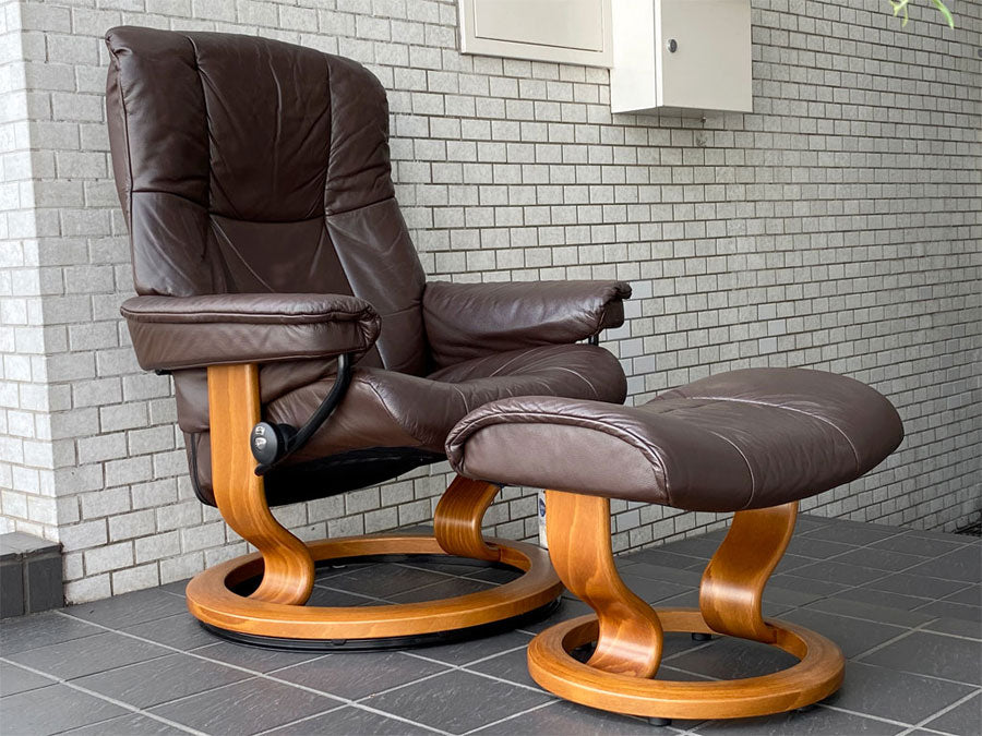 エコーネス EKORNES メイフェア Mayfair ストレスレスチェア stressless リクライニングチェア オットマンセット レザー ブラウン Sサイズ 北欧 ノルウェー 中古品 買い取りしました。