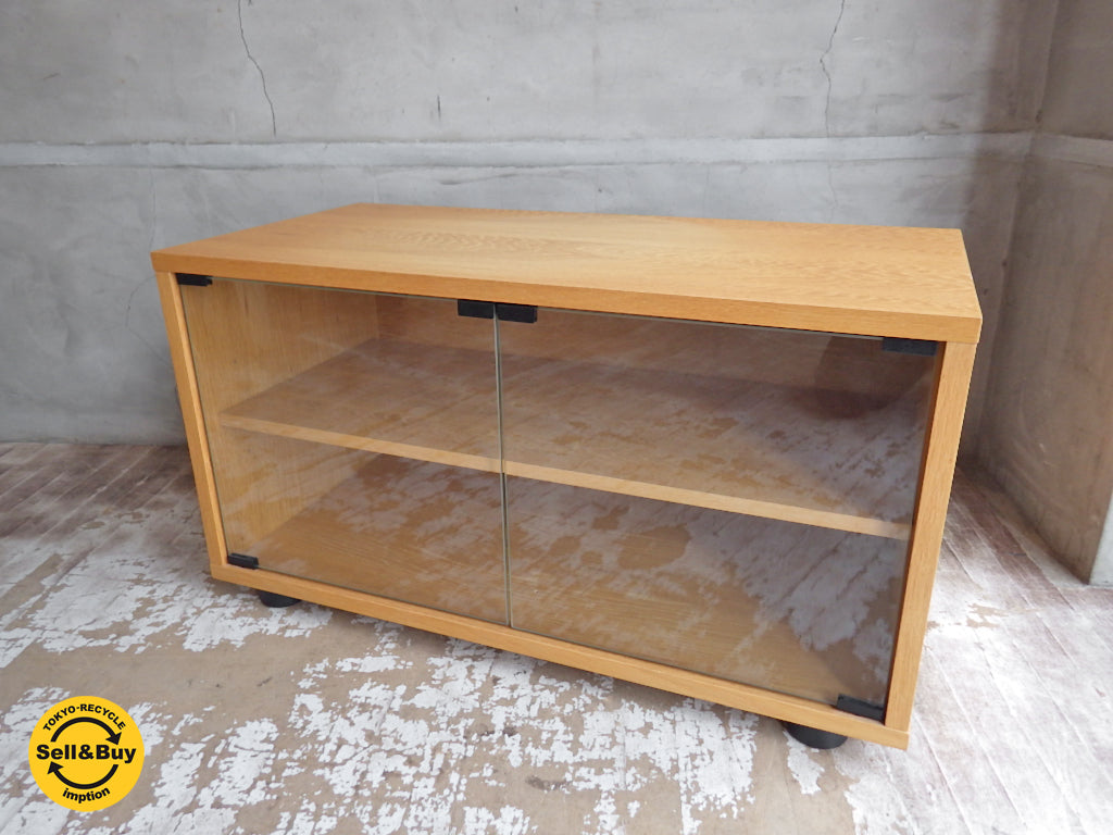 無印良品 MUJI オーク材 スタッキング キャビネット AVボード ガラス扉付き　中古品 買い取りしました。学芸大学店 出張買取もお任せ下さい。