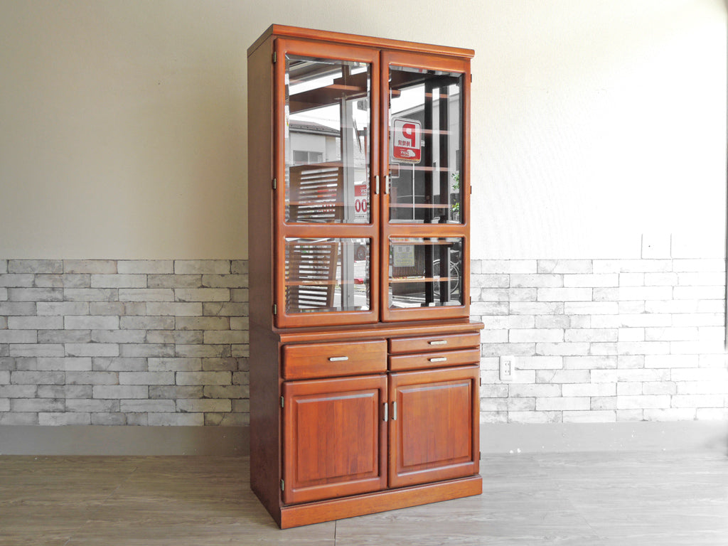 飛騨産業 HIDA キツツキ ビーチ材 カップボード 食器棚 ガラス扉 H180cm 国産家具  中古品 買い取りしました。