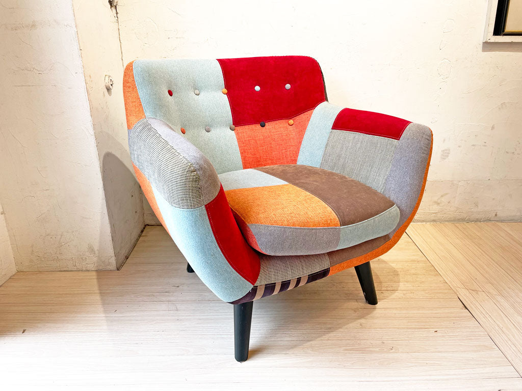 フランフラン Francfranc ナビア NAVIA パッチワーク 1人掛け ソファ レッド × オレンジ 廃番 下北沢店 中古品 買い取りしました。