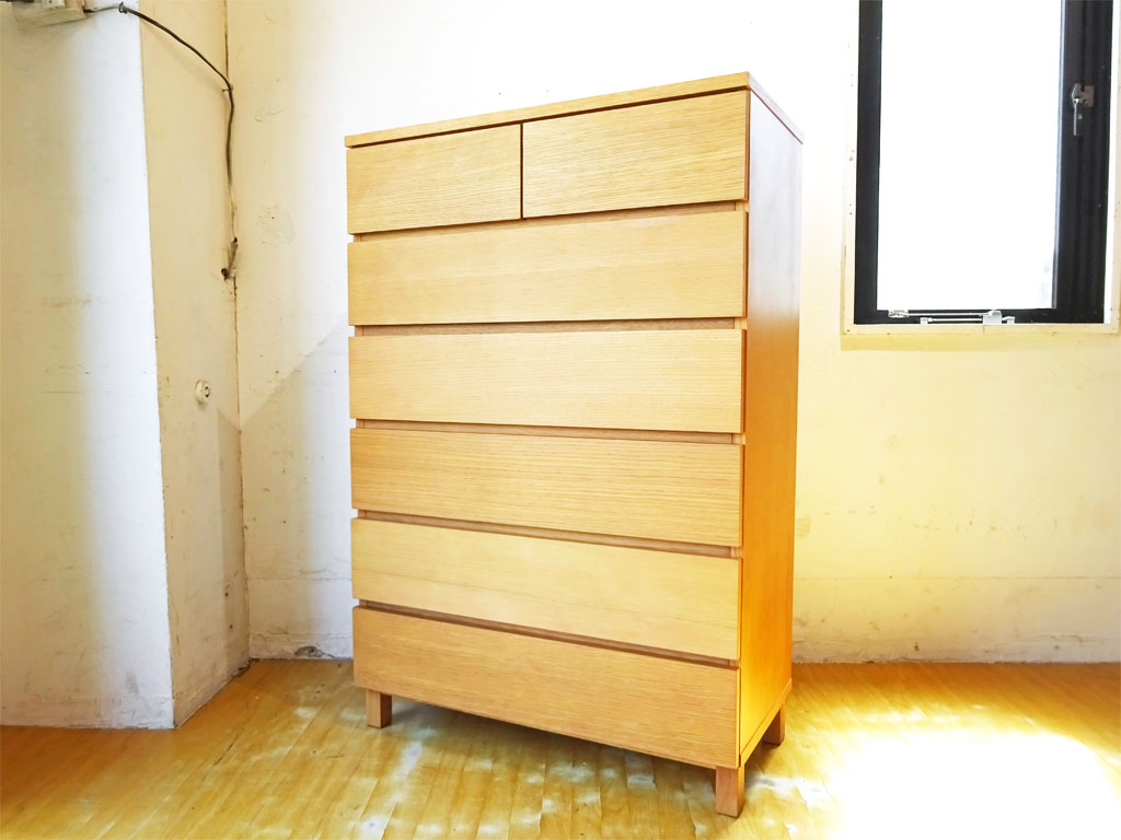 無印良品 MUJI オーク材 6段7杯 チェスト 脚付き ナチュラルカラー シンプルデザイン 廃盤 中古品 買い取りしました。