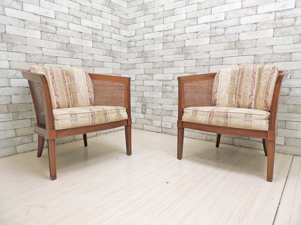 ドレクセルヘリテイジ DREXEL HERITAGE トライユン TRIUNE アップホルスタリーチェア UPHOLSTERY CHAIR ラタン張り アメリカ US家具 2脚  中古品 買い取りしました。