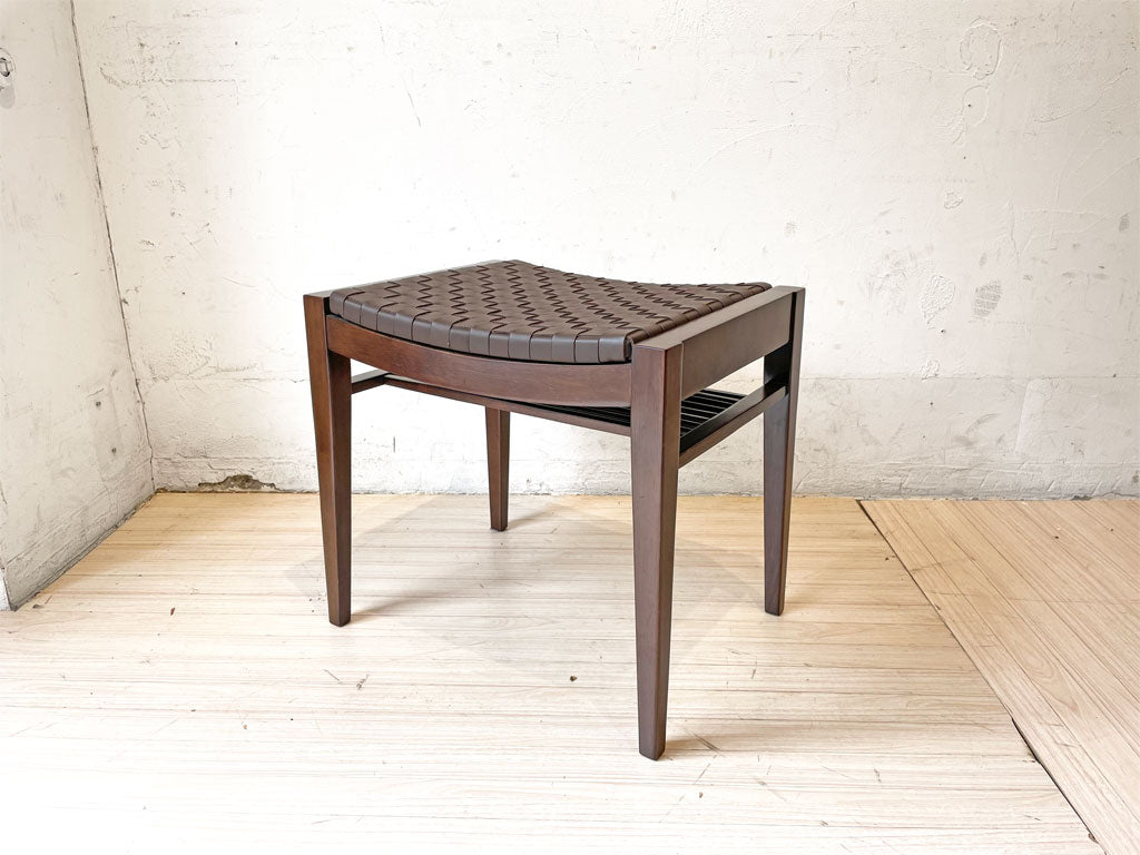 エーフラット a.flat 本革 レザー編み スツール Stool アジアンモダン リゾートスタイル 格子小棚 定価40381円 下北沢店 中古品 買い取りしました。