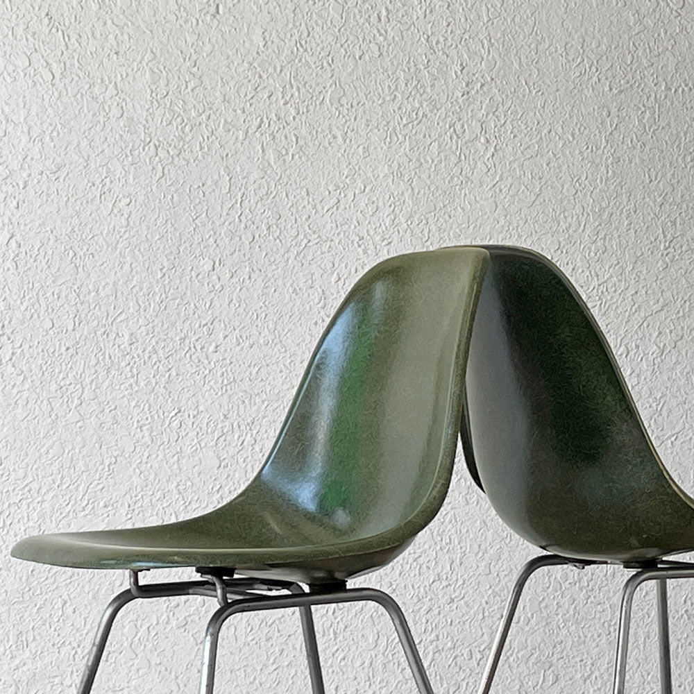 ハーマンミラー Herman Miller サイドシェルチェア ダイニングチェア 2nd FRP Hベース オリーブグリーンダーク イームズ ミッドセンチュリー ビンテージ 希少～渋み際立つ、名作の証～