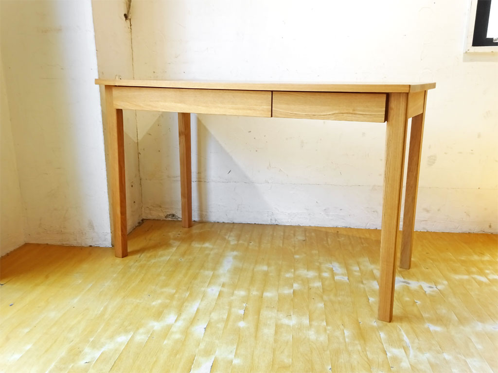 無印良品 MUJI タモ材 パーソナルデスク ワークテーブル W110 引出し付 フック付 ナチュラル シンプル 中古品 買い取りしました。