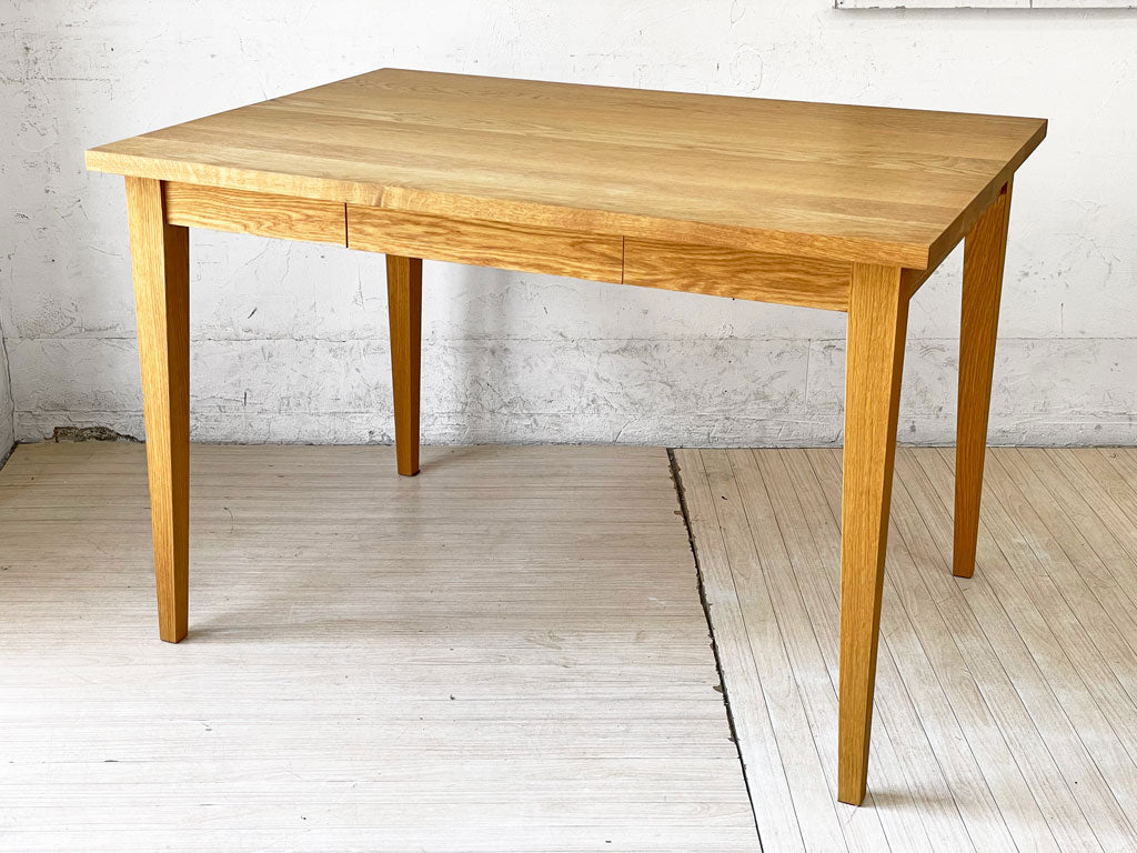 シャルドネ CHARDONNAY ルッカ ダイニングテーブル w110㎝ 抽斗 オーク材 ナチュラル 廃番 中古品 買い取りしました。