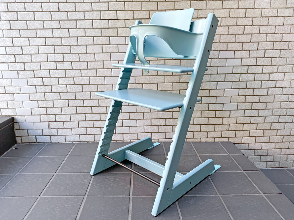 ストッケ STOKKE トリップトラップ TRIPP TRAPP アクアブルー ガード 背もたれ延長グライダー付き ベビーチェア 新型 ノルウェー 　中古品 買い取りしました。