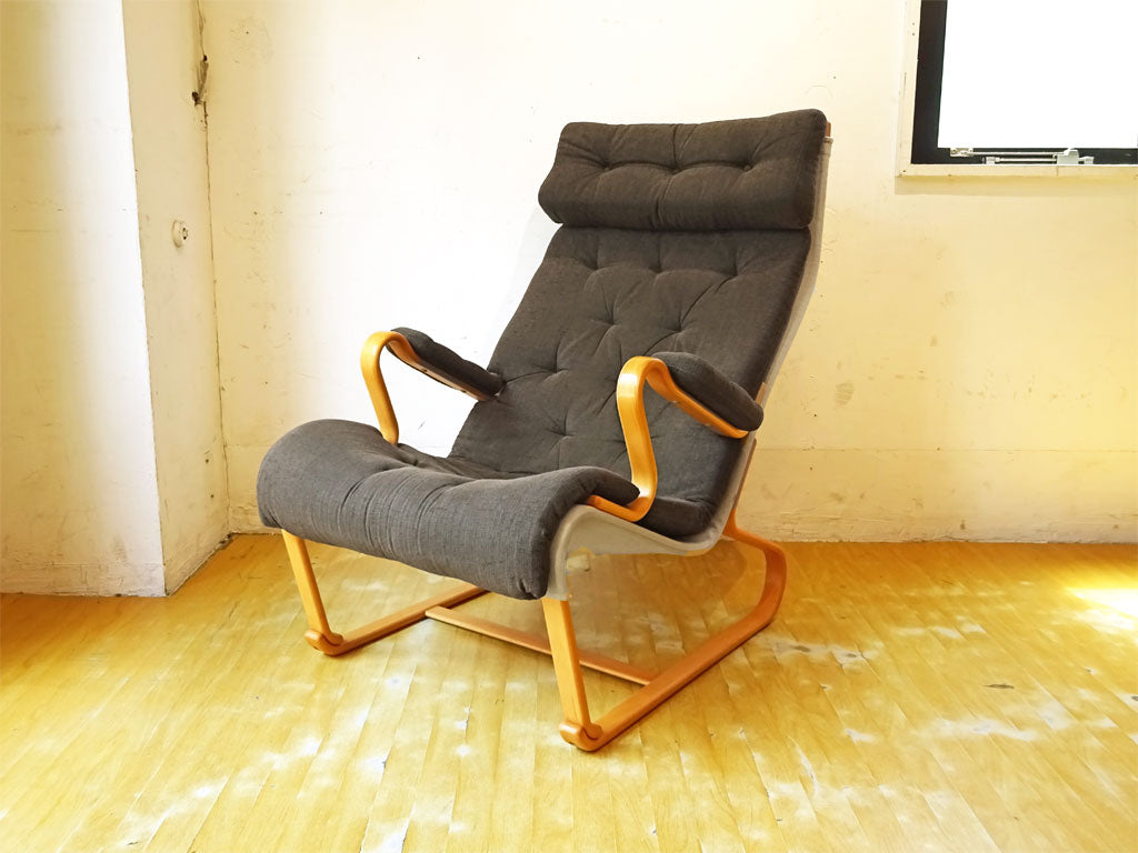 天童木工 TENDO ブルーノ・マットソン パーニラJ ハイバックチェア Mシリーズ イージーチェア ブラウン ファブリック カバーリング ～ 日本とスウェーデン政府からも認められたデザイナーの共演