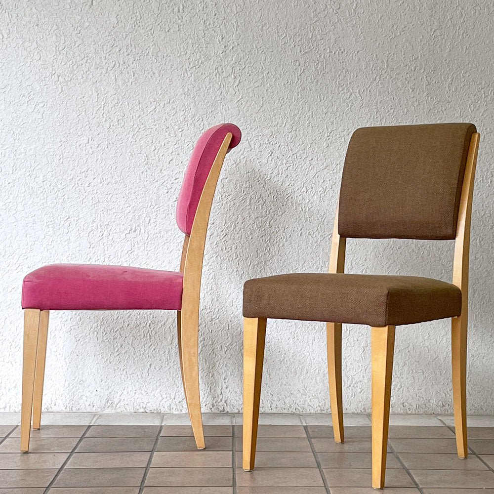  【用賀店】イデー IDEE アラダン チェア ALADIN Chair ダイニングチェア ファブリック メープル材 植木莞爾 廃番 ピンク＆ブラウン 計2脚 買取させていただきました。