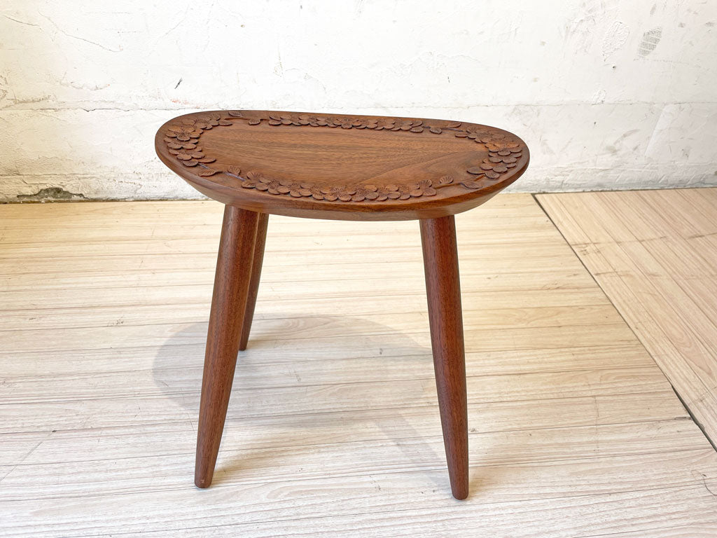 一彫堂 ICCHODO 軽井沢彫 スツール 無垢材 桜彫刻 Stool 鏡台椅子 彫刻 民芸家具 伝統工芸品 民藝運動 美品 下北沢店 中古品 買い取りしました。