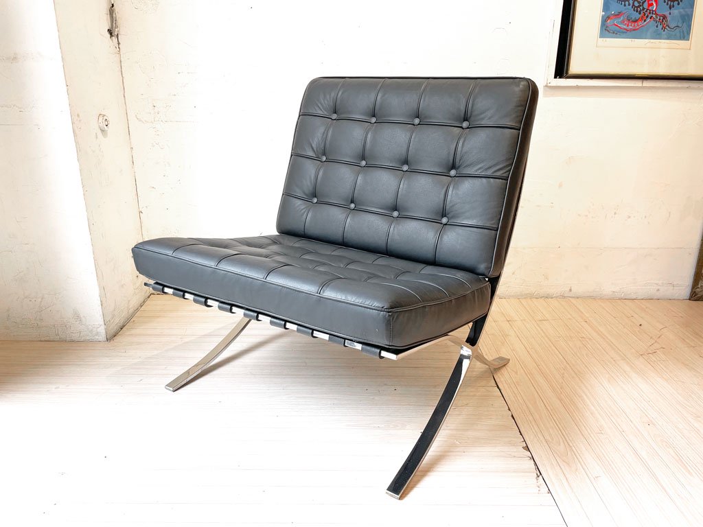 ミース・ファン・デル・ローエ バルセロナチェア Barcelona Chair リプロダクト 本革 1シーターソファ モダンデザイン IDC大塚家具 購入 下北沢店 中古品 買い取りしました。