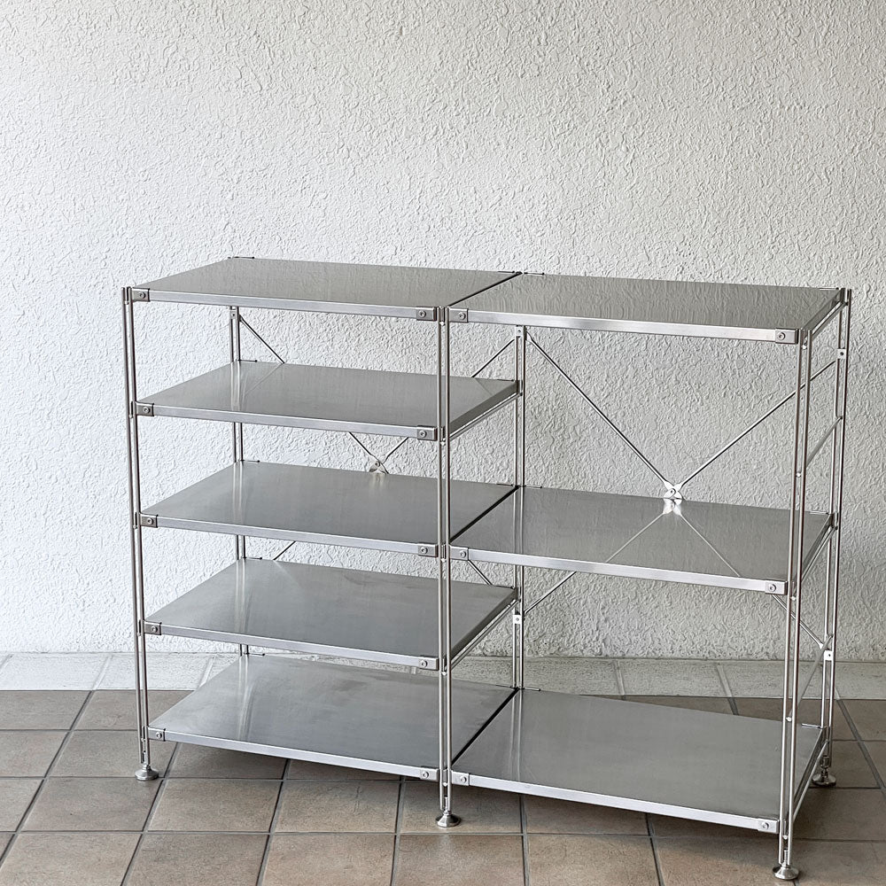  【用賀店】無印良品 MUJI ステンレスユニットシェルフ小 2列5段 棚板8枚 W112cm オープンシェルフ 収納棚 定価￥46,330- 買取させていただきました。