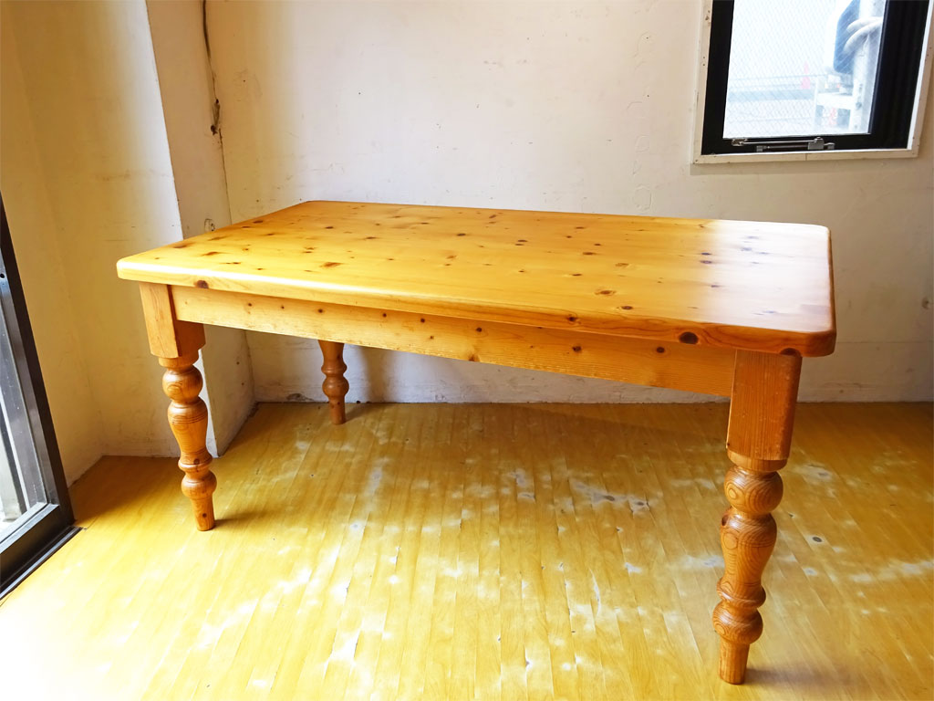 カーフ karf 目黒 パイン無垢材 カントリースタイル ダイニングテーブル 直径10ｃｍロクロ脚 中古品 買い取りしました。