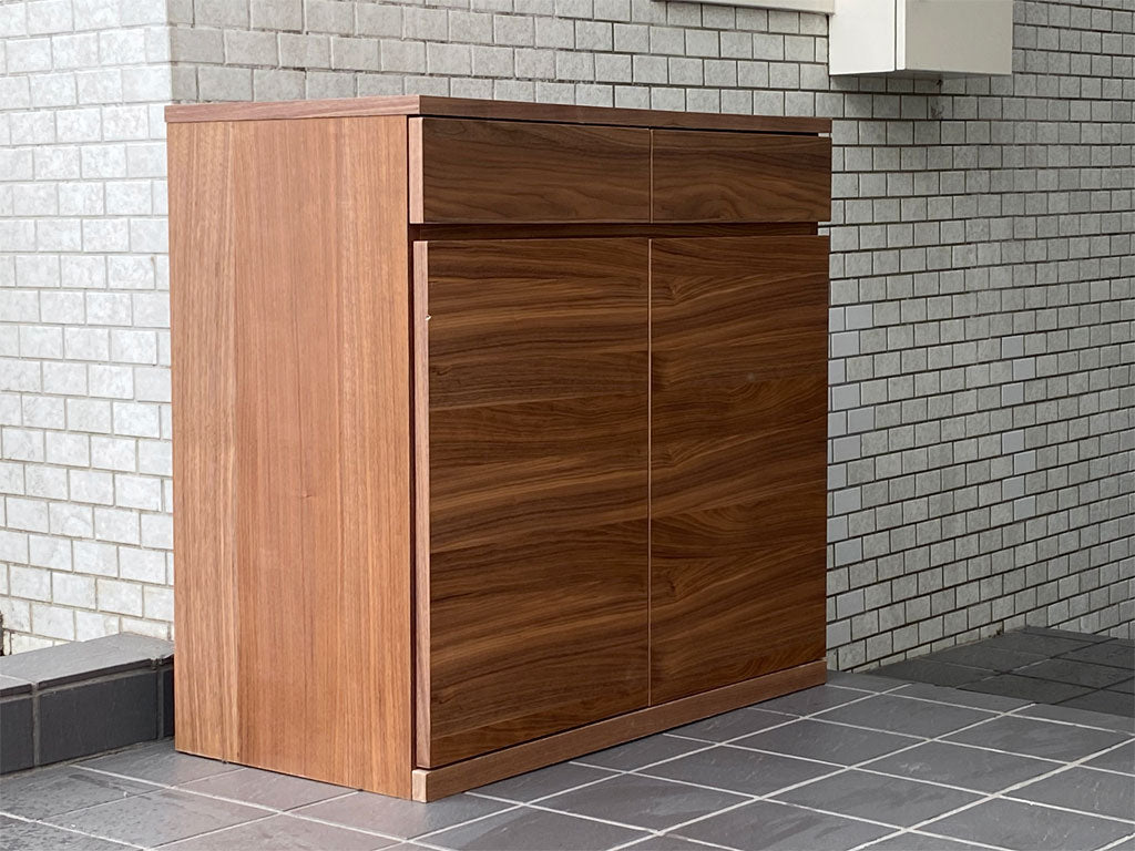 無印良品 MUJI 木製キャビネット 木扉 ウォールナット材 抽斗2杯 W88cm 中古品 買い取りしました。