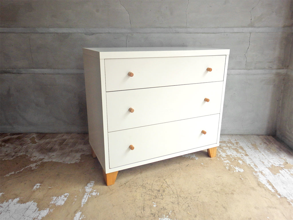 モモナチュラル Momo natural ラブチェスト LOVE CHEST T-75 抽斗3杯 ホワイト 中古品 買い取りしました。