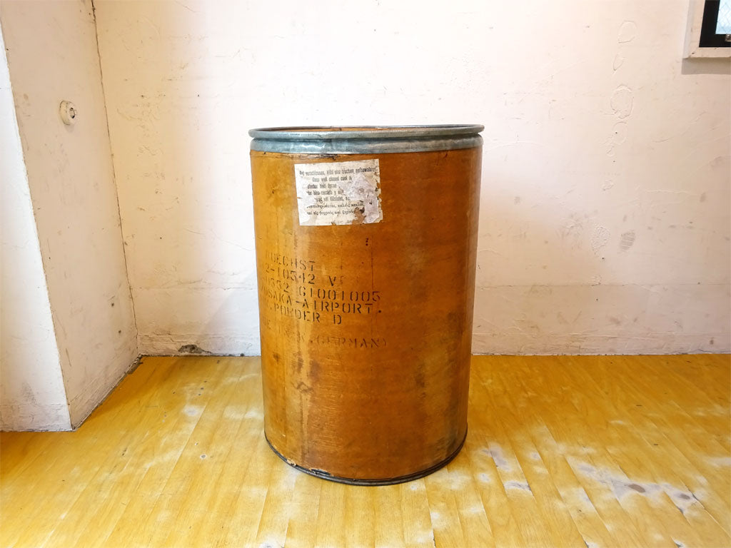 ビンテージ ファイバードラム缶 ペーパードラム缶 ランドリーボックス スチール×硬質厚紙 西ドイツ→大阪空輸用 アンティーク 中古品 買い取りしました。