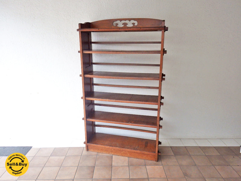 ジャパンビンテージ 木味 オープンシェルフ 6段 楔止め 本棚 40`s～50`s 中古品 買い取りしました。用賀店 出張買取もお任せ下さい。