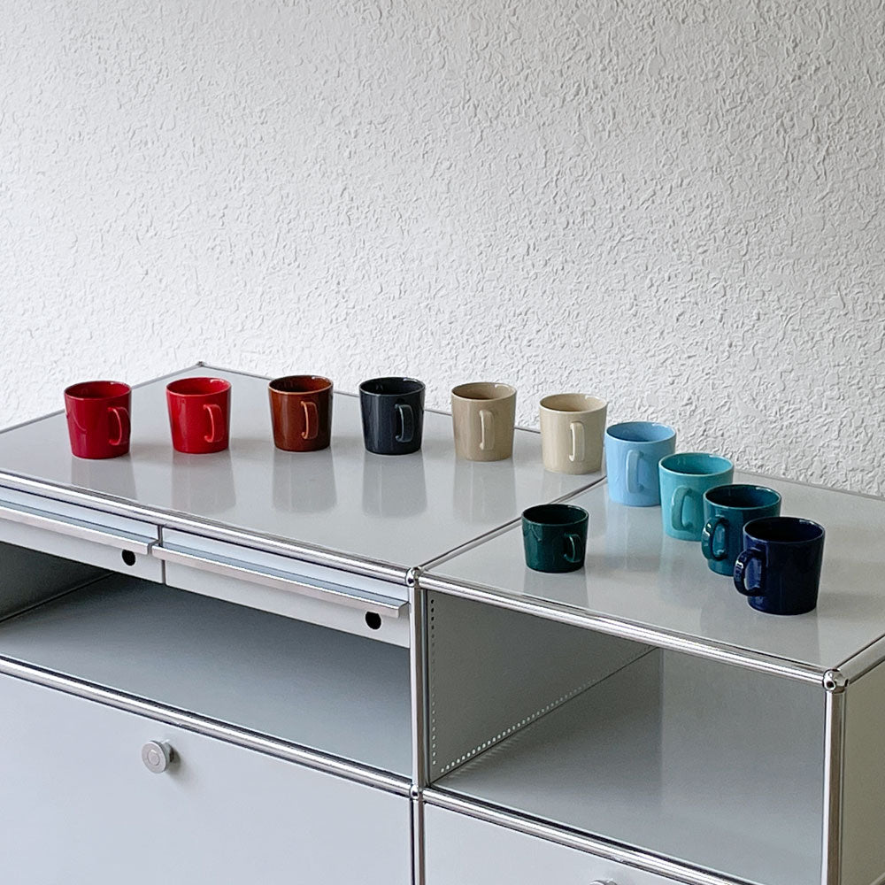 USMハラー USM Haller モジュラーファニチャー キャビネット 2列2段 グレー エクステンションドア ドロップダウンドア ドロワー小×2 トレー W127.5xD50xH64cm スイス　～誰もが放っておけない程に。～