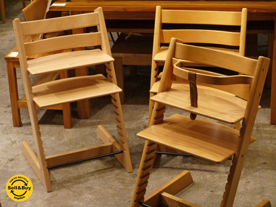 ストッケ STOKKE トリップトラップ TRIPP TRAPP ベビーチェア 新型ナチュラル 木製ガード革ベルト付き 北欧 ノルウェー 　中古品 買い取りしました。