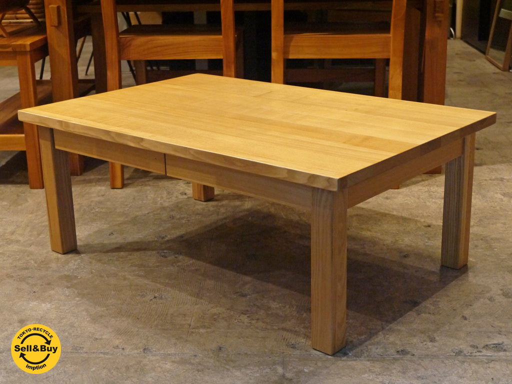無印良品 MUJI 木製ローテーブル 引出付 w90cm タモ材 無垢集成材天板 ナチュラル 　中古品 買い取りしました。