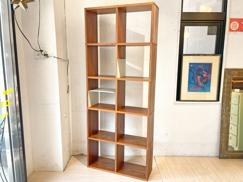 無印良品 MUJI スタッキングシェルフ 5段2列 ウォールナット材 シンプルモダン 基本セット+スチールコの字棚 2個 オープンシェルフ 収納棚 中古品 買い取りしました。