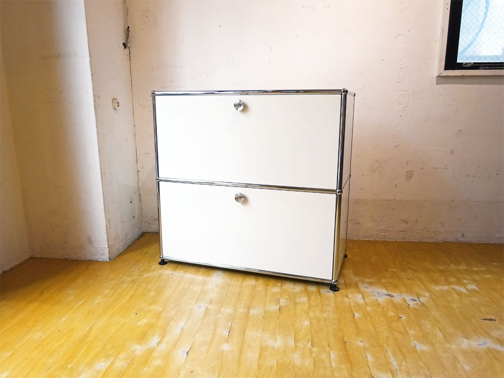 ユーエスエムハラー USM Haller モジュラーファニチャー ハラーシステム 1列2段 シェルフ ドロップダウン ホワイト 中古品 買い取りしました。
