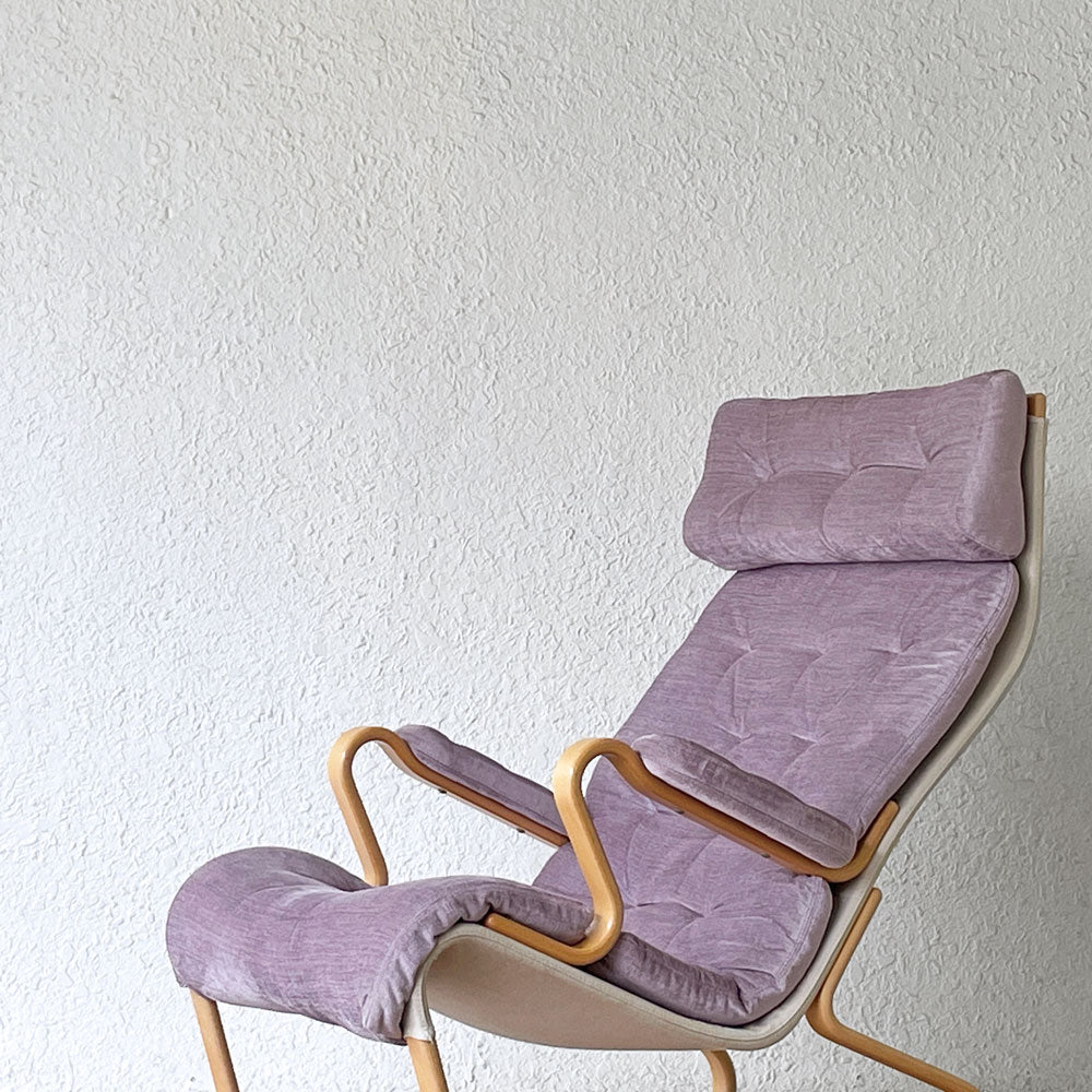 天童木工 Tendo ラウンジチェア 肘付き ハイバックチェア ヘッドレスト付き ブルーノ・マットソン Bruno Mathsson ＆ 天童木工 Tendo ヘロン HERON オットマン スツール 菅澤光政デザイン　～2つの銘品が繋がり合う、極上の空間。～