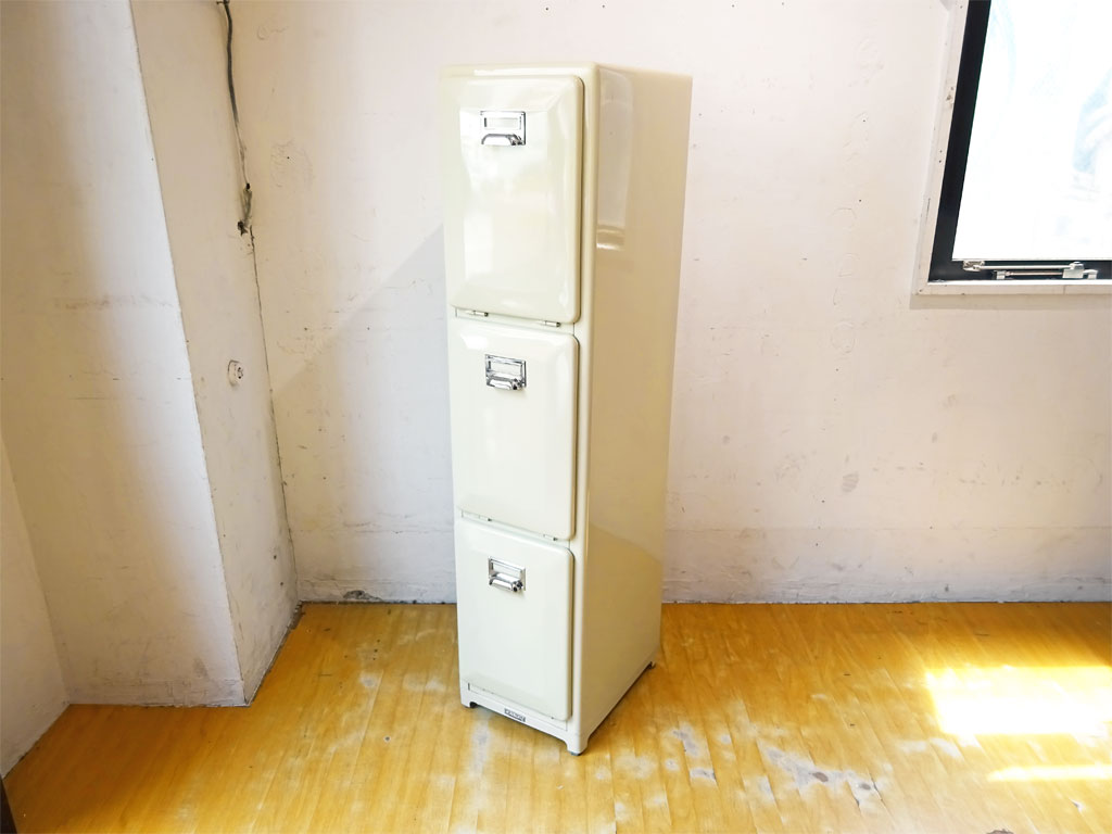 ダルトン DULTON トラッシュカン トライデッカー Tridecker trash can アイボリー 3段 分別 スチール 縦型 中古品 買い取りしました。