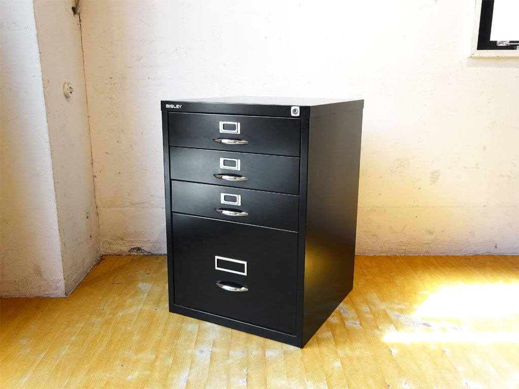 ビスレー BISLEY ベーシック BASIC Fシリーズ 1F3 ファイリングキャビネット ブラック 抽斗4杯 英国家具 中古品 買い取りしました。