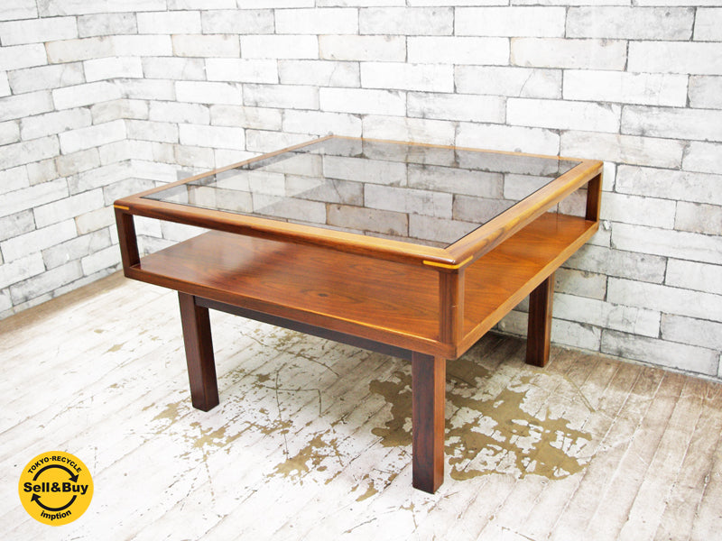 ヴィンテージ  コーヒーテーブル スクエア ガラス天板 中古品 買い取りしました。