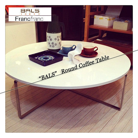生活の中心になる真っ白な円のローテーブル☆フランフラン/BALSのラウンドコーヒーテーブル W100cm【買取＆販売＆レンタル】